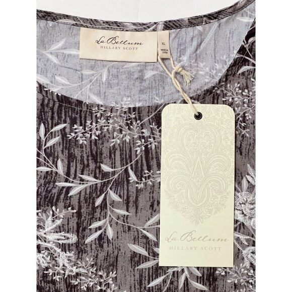 LA BELLUM HILLARY SCOTT Floral Ruffled Top Women's XL Grey Embroidered Scoop NWT - Picture 15 of 15